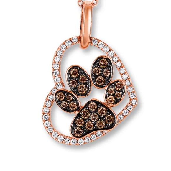 Le Vian Chocolate Diamond Paw Necklace 1/3 ct tw 14K Rose Gold - Picture 1 of 2